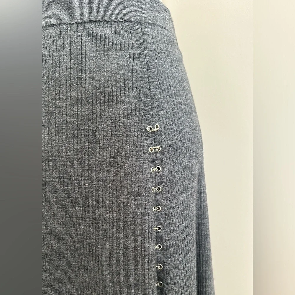 Maje Jupitta Knit Skirt with Piercings in Grey